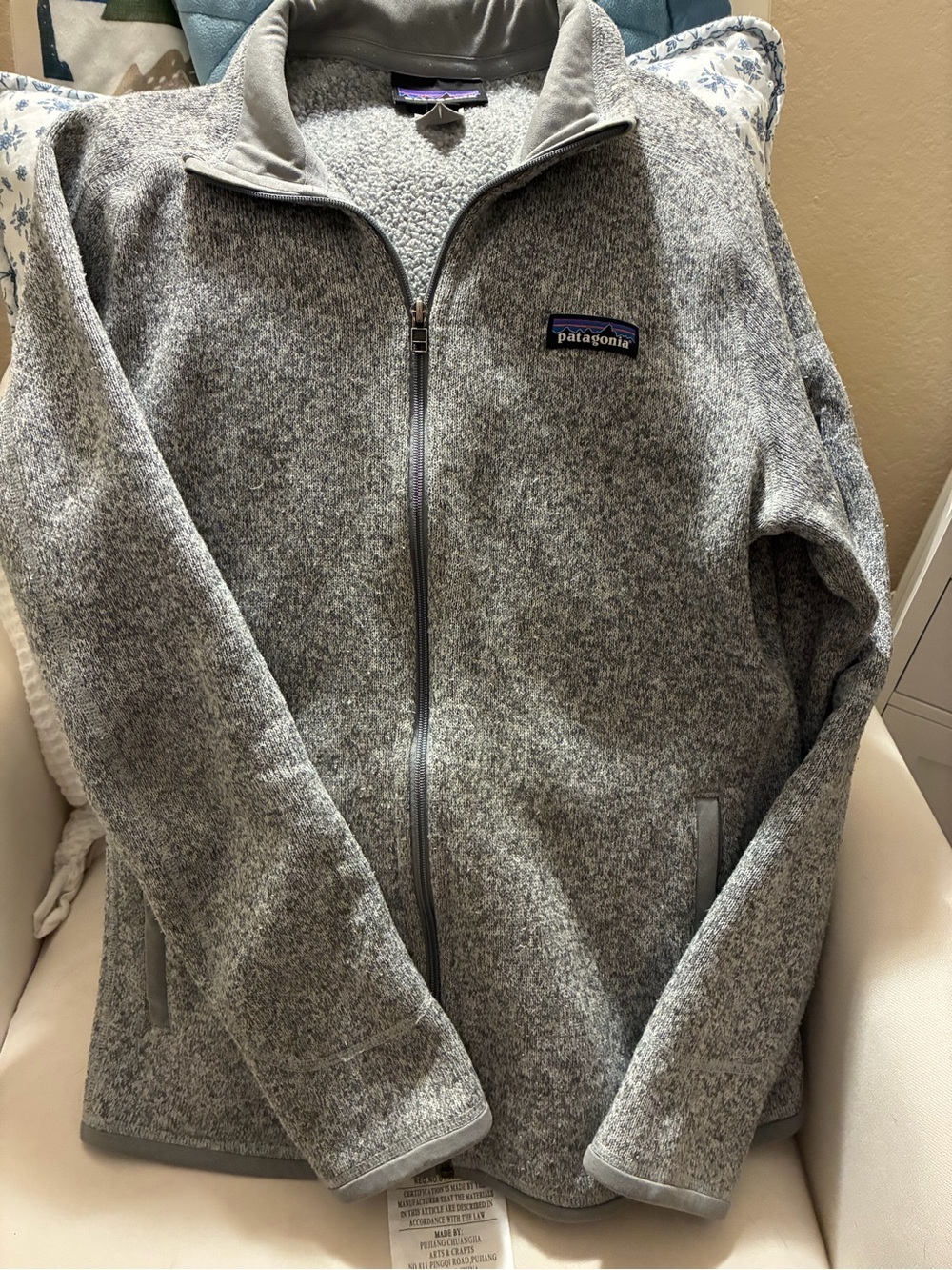 Patagonia Heather Gray Full-Zip Fleece Jacket